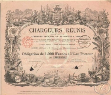 Chargeurs Reunis S.A. Облигация в 1000 франков, 1930 год.