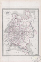 Европейская часть России, 1837 год.Издатель: Thierry, Размер:48х36 см.Ручная по границам.