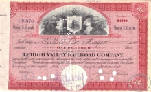 Lehigh Valley Railroad Co. Сертификат на 100 акций, $5000, 1910 год.