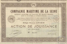 Campaigne Martime de la Seine. Акция в 100 франков,1937 год.