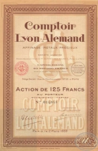 Сomptoir Lyon-Alemand. Акция в 125 франков, 1933 год.