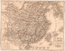 Китай. La Chine, 1834 год. Размер: 34х27. Издатель: L.Viviene. Ручная по границе.