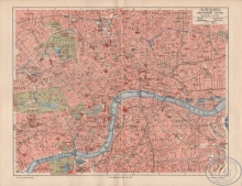 Карта Лондона (внутренний город), 1888 год. Размер: 27,5х21,5 см, Издатель: Т-во Просвещение, цветная печать.