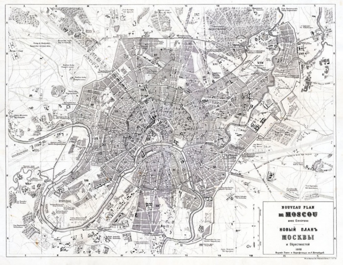 Новый план Москвы и окрестностей 1868 ― ООО "Исторический Документ"