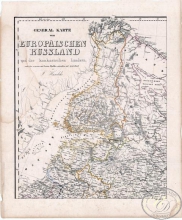Европейская часть России (4 листа), 1845 год.Издатель: Нandtke. Размер: 44х37см.Ручная по границам