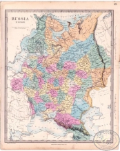 Европейская часть России, 1857 год.Издатель: E. Stanford, Размер:42х36 см.Ручная по границам.