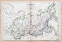 Сибирь и Северная Азия,1859 год. Издатель: Blackie. Размер: 55х37 см. Ручная по границам.
