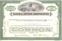 General Motors Corp. Сертификат на 34 акций в 56,4$, 1967 год.