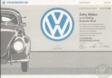 Volkswagen AG. Сертификат на 10 акций,1991 год