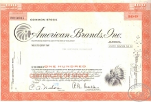 American Brands Inc., сертификат на 100 акций, 1971 год.