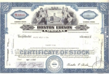 Boston Edison, сертификат на 35 акций. 1967 год.