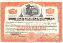 Crompton and Knowles Loom Works, сертификат на 30 акций. 1936 год.