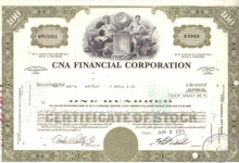 CNA Financial Co.,сертификат на 100 акций. 1971 год.