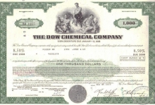 Dow Chemical Co.,сертификат на $1000,1977 год.