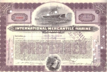 International Mercantile Marine Co.,сертификат на 5 акций, 1919 год.