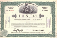I.O.S Ltd., сертификат на 10 акций, 1970 год.