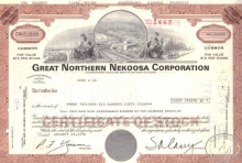 Great Northern Nekoosa Co.,сертификат на 1668 акций, 1976 год.