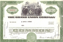 Grand Un. Co.,сертификат на акцию,1964 год.