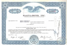 Magna-Bond Inc., сертификат на 600 акций, 1960 год.