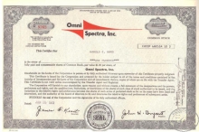 Omni Spectra, Inc.,сертификат на 100 акций,1973 год.
