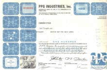 PPG Industries Inc., сертификат на 100 акций, 1970 год.