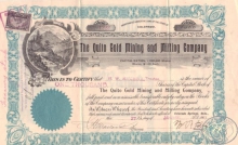Quito Gold Mining and Milling Co.,сертификат на 1000 акций, 1901 год.