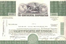 Tri-Continental Corp.,сертификат на 50 акций,1967 год.