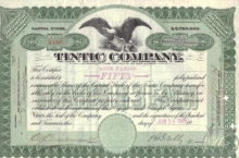 Tintic Co., сертификат на 50 акций,1909 год.