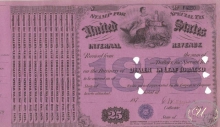 United States Internal Revenue (бланк), $25, 1878 год.