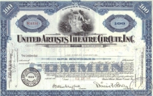 United Аrtists Theatre Circuit, Inc.,сертификат на 100 акций.1944 год.