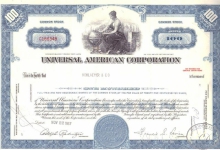 Universal America Corp., сертификат на 100 акций,1967 год.