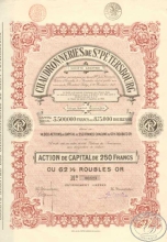 Chaudronneries de St.Petersbourg SA. АО Котельных Мастерских Санкт-Петербурга. Акция в 250 франков,1898 год.