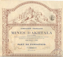 Mines DAkhtala SA. Рудники Ахталы (Кавказ). Пай, 1887 год.