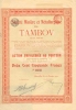 Miniere et Metallurgique du Tambow. АО Тамбовских Металлургических рудников. Акция привилегированная в 250 франков,1911 год.