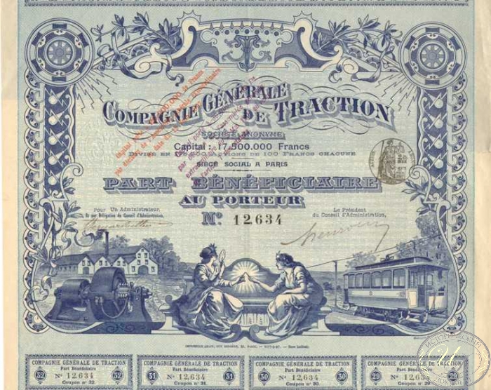 Campagnie Generale de Traction. Пай, 1897 год. ― ООО "Исторический Документ"