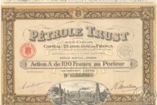 Petrole Trust. Акция в 100 франков, 1924 год.