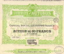 Autobus Campagnie Generale SA. Акция в 50 франков, 1909 год