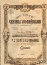 Сentral Sud-American SA. Акция, 1889 год.