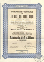 Industrie Electrique SA. Акция в 200 франков,1944 год.