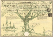 Венгрия.Magyar Altalanos Fatermelo,сертификат на 5 акций. 1924 год.