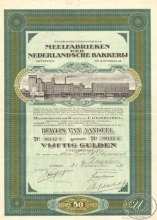 Голландия. Meelfabrieken der Nederlandsche,акция. 50 гульденов, 1938 год.