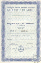 Kleber-Colombes. Облигация в 1000 франков, 1973 год.