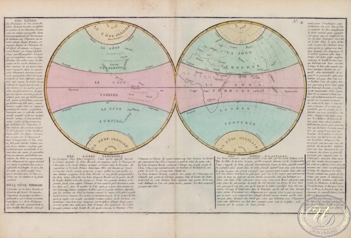 Des Zones. Географические Зоны. Размер: 56х32 см. Издательство Mr.lAbbe Clouet, 1785 год. ― ООО "Исторический Документ"
