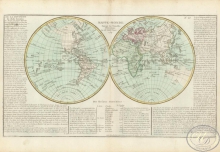 Mappe-Monde. Карта полушарий. Размер: 56х32 см. Издательство Mr.lAbbe Clouet, 1785 год.