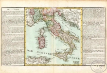 L`Italie. Италия. Размер: 56х32 см. Издательство Mr.l Abbe Clouet, 1785 год.