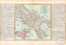 Le Royaume de Naples. Королевство Неаполь. Размер: 56х32 см. Издательство Mr.l Abbe Clouet, 1785 год.