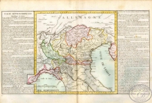 L`Italie Septentrionale. Италия (северная часть). Размер: 56х32 см. Издательство Mr.l Abbe Clouet, 1785 год.