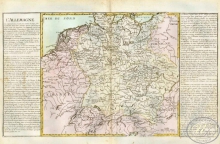 L`Allemagne. Германия.  Размер: 56х32 см. Издательство Mr.l Abbe Clouet, 1785 год.