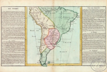 Le Perou et Bresil. Перу и Бразилия. Размер: 56х32 см. Издательство Mr.l` Abbe Clouet, 1785 год.