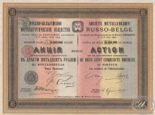 Русско-Бельгийское металлургическое общество. Акция в 250 рублей, 1911 год.